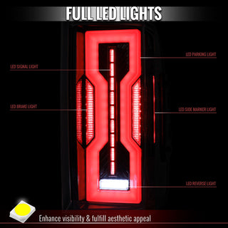 Spec D Full LED Tail Lights Glossy Black: Fits Dodge RAM 1500/2500/3500 2009-2022 w/ Smoked Lens