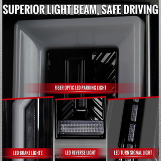 Spec D Full LED Tail Lights Glossy Black: Fits Dodge RAM 1500/2500/3500 2009-2022 w/ Smoked Lens