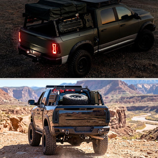 Spec D Full LED Tail Lights Glossy Black: Fits Dodge RAM 1500/2500/3500 2009-2022 w/ Smoked Lens