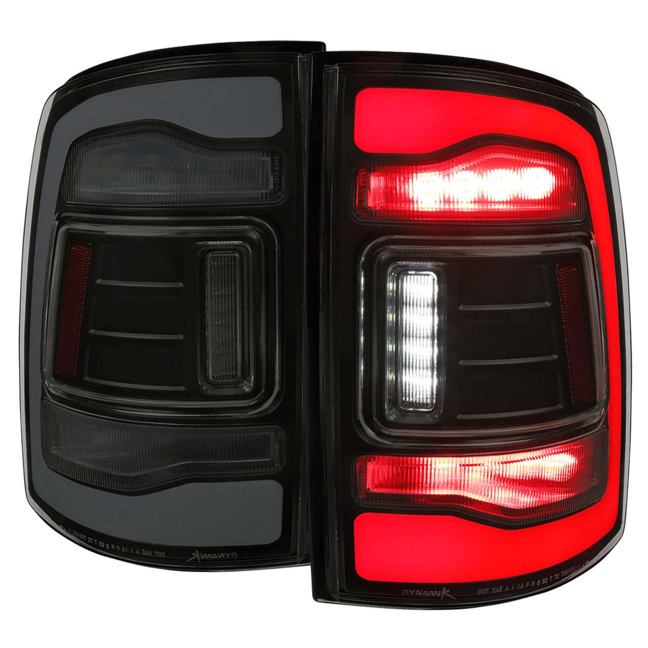 Spec D LED Tail Lights (Smoke, White LED w/ Sequential Turn Signal): Ram 2013 - 2018