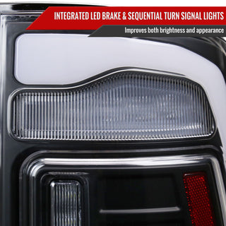 Spec D LED Tail Lights (Black, White LED w/ Sequential Turn Signal): Ram 2013 - 2018