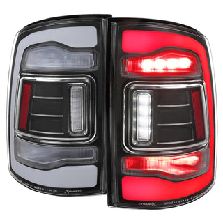 Spec D LED Tail Lights (Black, White LED w/ Sequential Turn Signal): Ram 2013 - 2018