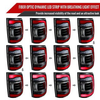 Spec D LED Tail Lights (Black, Red LED w/ Sequential Turn Signal): Ram 2013 - 2018