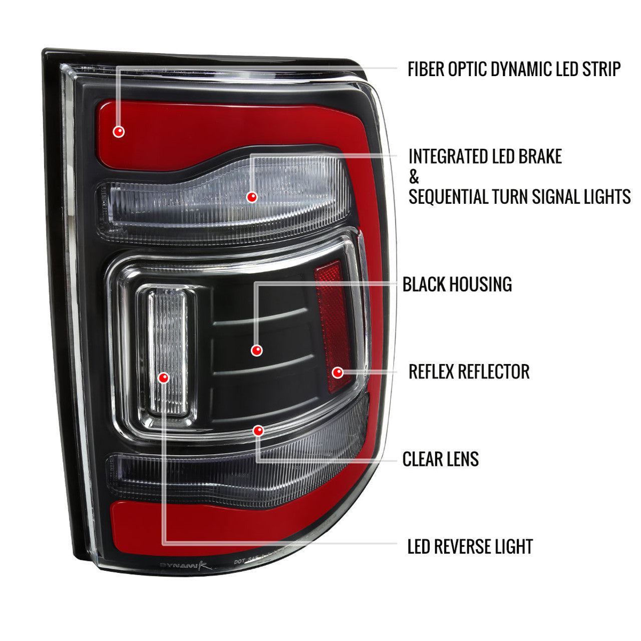 Spec D LED Tail Lights (Black, Red LED w/ Sequential Turn Signal): Ram 2013 - 2018