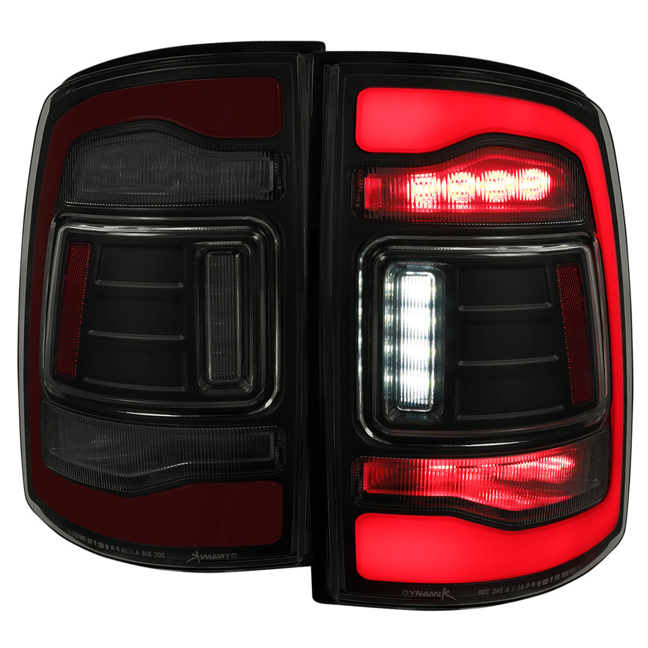 Spec D LED Tail Lights (Smoke, Red LED w/ Sequential Turn Signal): Ram 2013 - 2018