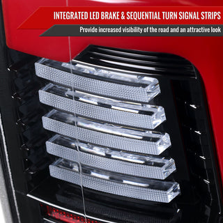 Spec D Sequential LED Strip Tail Light Jet Black: Ram 1500 2019-2024 3.6L/5.7L