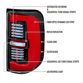 Spec D Sequential LED Strip Tail Light Jet Black: Ram 1500 2019-2024 3.6L/5.7L