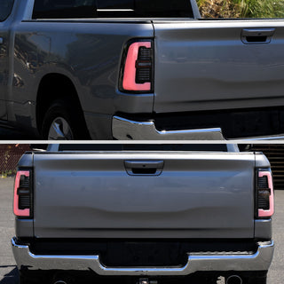 Spec D Sequential LED Tail Light Black Housing: Ram 1500 2019-2024 w/ Clear Lens