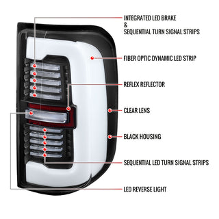 Spec D Sequential LED Tail Light Black Housing: Ram 1500 2019-2024 w/ Clear Lens