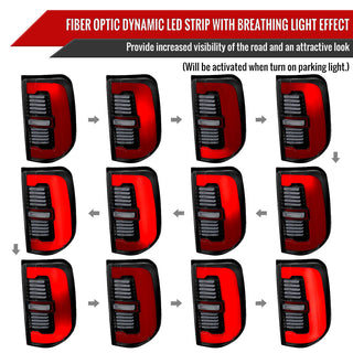 Spec D Sequential Red LED Strip Tail Light: Ram 1500 2019-2024 3.6L/5.7L