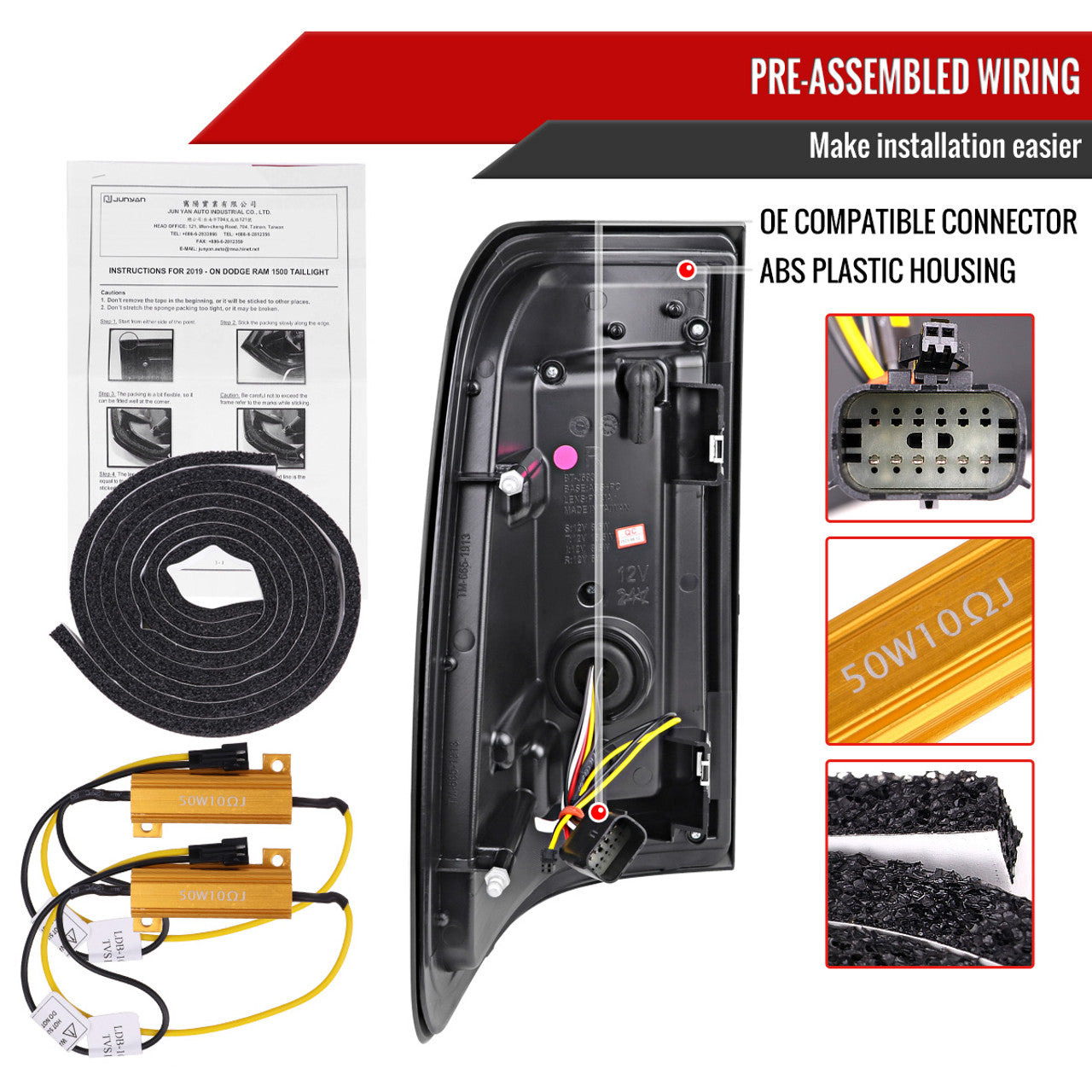 Spec D LED Tail Lights (Red/Smoke): Ram 1500 2019 - 2024