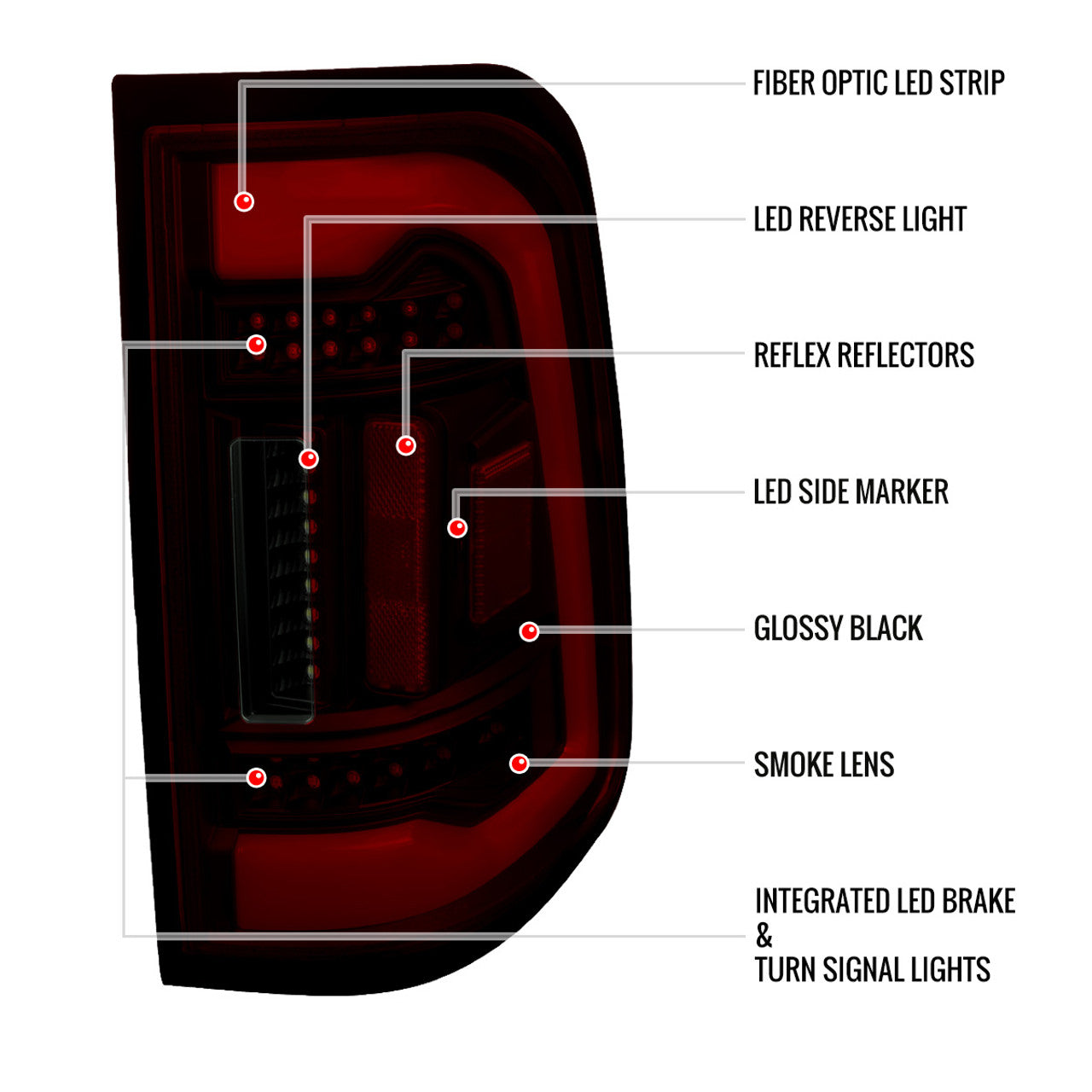 Spec D LED Tail Lights (Red/Smoke): Ram 1500 2019 - 2024