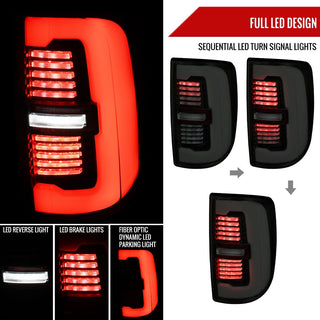 Spec D LED Sequential Signal Tail Lights Glossy Black: Fits Ram 2500/3500 2019-2024 Halogen