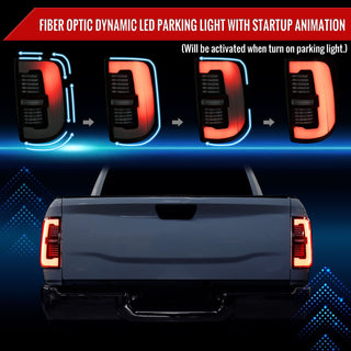 Spec D LED Sequential Signal Tail Lights Glossy Black: Fits Ram 2500/3500 2019-2024 Halogen