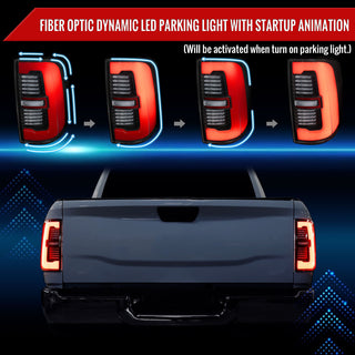 Spec D Red LED Bar Sequential Signal Tail Lights: Fits Ram 2500/3500 2019-2024 Halogen