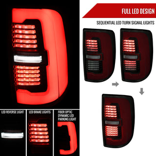 Spec D LED Sequential Signal Tail Lights Black Housing Smoked Lens: Ram 2500/3500 2019-2024
