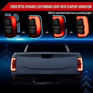 Spec D LED Sequential Signal Tail Lights Black Housing Smoked Lens: Ram 2500/3500 2019-2024