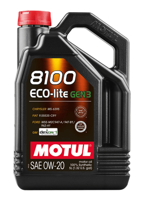 Motul 5L 8100 Eco-Lite Gen3 0W20 Full Synthetic Engine Oil