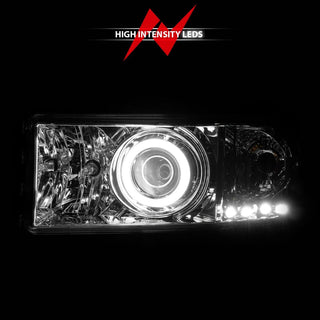 ANZO Projector Headlights w/ Halo (Chrome): Dodge Ram 1994 - 2002 (1500, 2500, 3500)