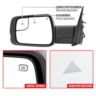 Spec D Driver Mirror w/ Turn Signal Light & Puddle Light (Auto-Fold, Chrome): Ram 1500 2019 - 2024