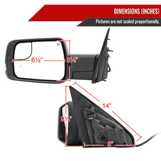 Spec D Driver Mirror w/ Turn Signal Light & Puddle Light (Manual-Fold, Black): Ram 1500 2019 - 2024