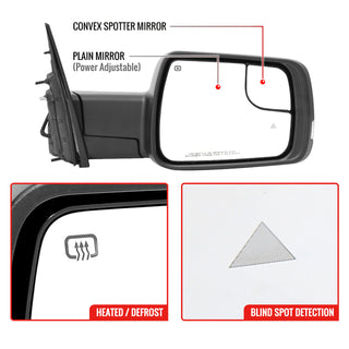 Spec D Passenger Mirror w/ Turn Signal Light & Puddle Light (Manual-Fold, Black): Ram 1500 2019 - 2024