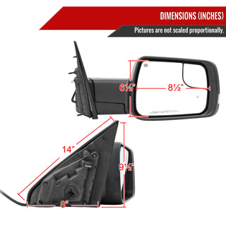 Spec D Passenger Mirror w/ Turn Signal Light & Puddle Light (Manual-Fold, Black): Ram 1500 2019 - 2024