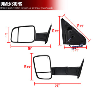 Spec D Mirrors SET w/ Turn Signal Light & Puddle Light (Manual-Fold, Black): Dodge Ram 2002 - 2009