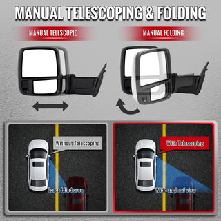 Spec D Chrome Power Heated Towering Mirror w/ Sequential Signal: Fits Dodge Ram 1500/2500/3500 2009-2018