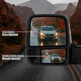 Spec D Chrome Power Heated Towering Mirror w/ Sequential Signal: Fits Dodge Ram 1500/2500/3500 2009-2018