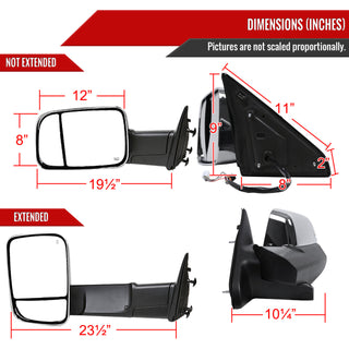 Spec D Mirrors SET w/ Turn Signal Light & Puddle Light (Auto-Fold, Chrome): Ram 2013 - 2018