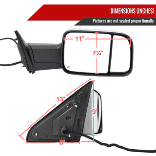 Spec D Passenger Mirror w/ Turn Signal Light & Puddle Light (Manual-Fold, Chrome): Ram 2500 & 3500 2019 - 2024