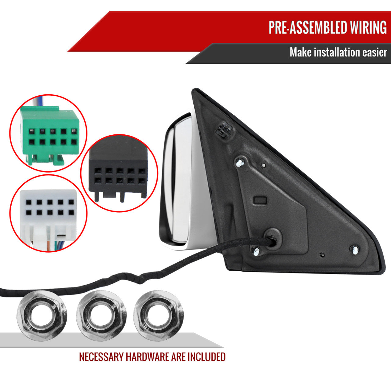 Spec D Driver Mirror w/ Turn Signal Light & Puddle Light (Auto-Fold, Chrome): Ram 2500 & 3500 2019 - 2024