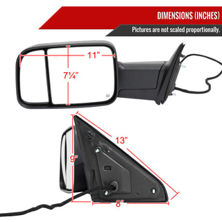 Spec D Driver Mirror w/ Turn Signal Light & Puddle Light (Manual-Fold, Black): Ram 2500 & 3500 2019 - 2024
