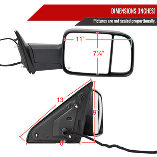 Spec D Passenger Mirror w/ Turn Signal Light & Puddle Light (Auto-Fold, Black):  Ram 2500 & 3500 2019 - 2024