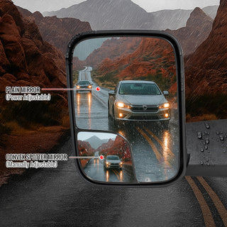 Spec D Black Power Adjustable Manual Fold & Extendable Towing Mirrors: Fits Dodge Ram 1994-1997 1500/2500/3500 3.9L/5.2L V8