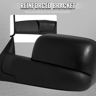 Spec D Black Power Adjustable Manual Fold & Extendable Towing Mirrors: Fits Dodge Ram 1994-1997 1500/2500/3500 3.9L/5.2L V8
