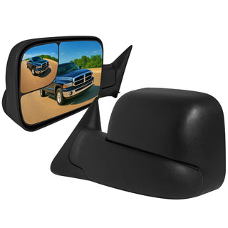 Spec D Black Power Adjustable Manual Fold & Extendable Towing Mirrors: Fits Dodge Ram 1994-1997 1500/2500/3500 3.9L/5.2L V8