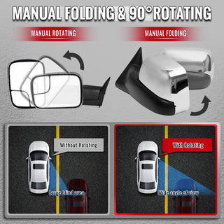 Spec D Chrome Manual Adjustable Extendable Towing Mirrors: Fits Dodge Ram 1994-2002 1500/2500/3500 4.7L/5.7L