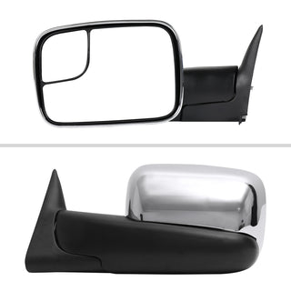 Spec D Chrome Manual Adjustable Extendable Towing Mirrors: Fits Dodge Ram 1994-2002 1500/2500/3500 4.7L/5.7L