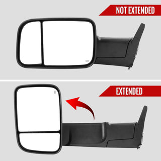 Spec D Left & Right Mirrors Set (Manual-Fold, Black): Dodge Ram 1998 - 2002