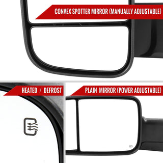 Spec D Left & Right Mirrors Set (Manual-Fold, Black): Dodge Ram 1998 - 2002