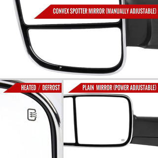 Spec D Left & Right Mirrors Set (Manual-Fold, Chrome): Dodge Ram 1998 - 2002