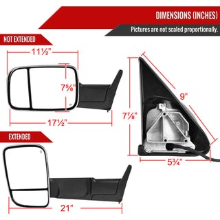 Spec D Left & Right Mirrors Set (Manual-Fold, Chrome): Dodge Ram 1998 - 2002