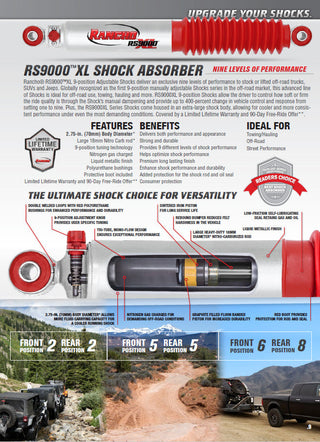 Rancho RS9000XL Adjustable Shocks Set - 1994-2002 Dodge Ram 3500 4WD