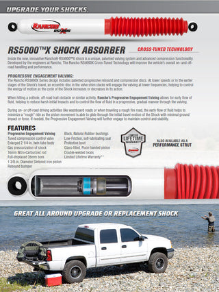 Rancho RS5000X Gas Shocks Rear Pair w/0" lift - 1991-2001 Dodge Ram 1500 4WD RWD