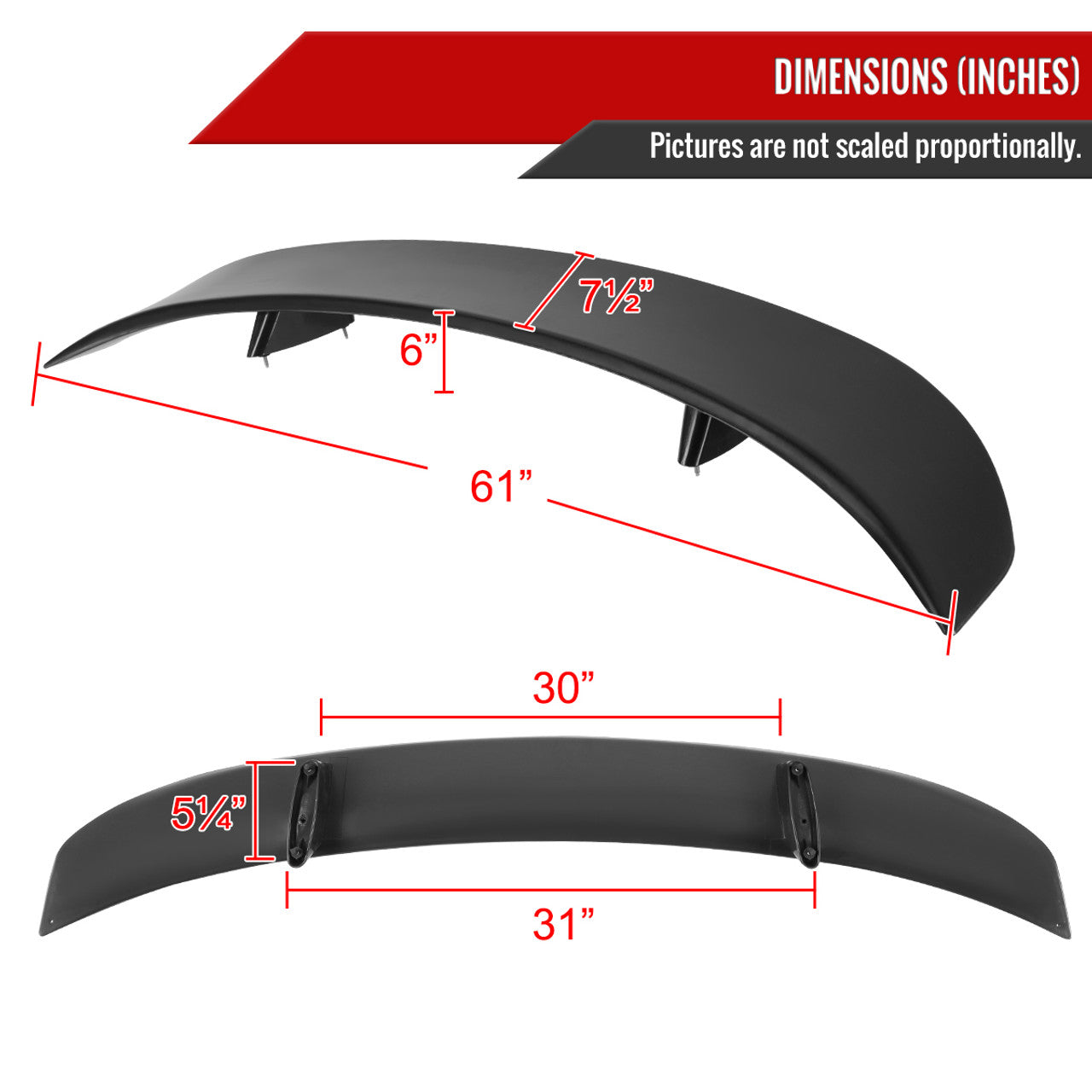Spec D OEM Style Spoiler (Black): Dodge Charger 2006 - 2010