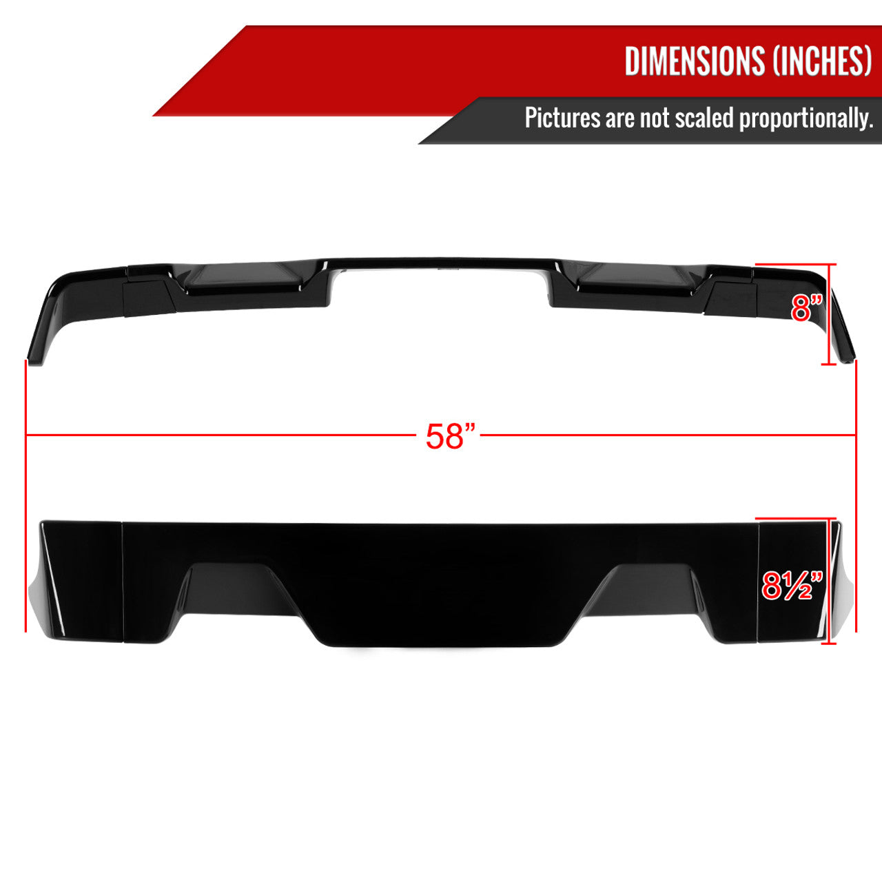 Spec D Rear Cab Spoiler (Glossy Black, 3pc): Ram 1500 2013 - 2018