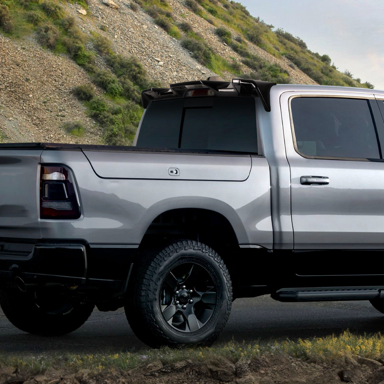 Spec D Rear Cab Spoiler (Glossy Black, 3pc): Ram 1500 2013 - 2018