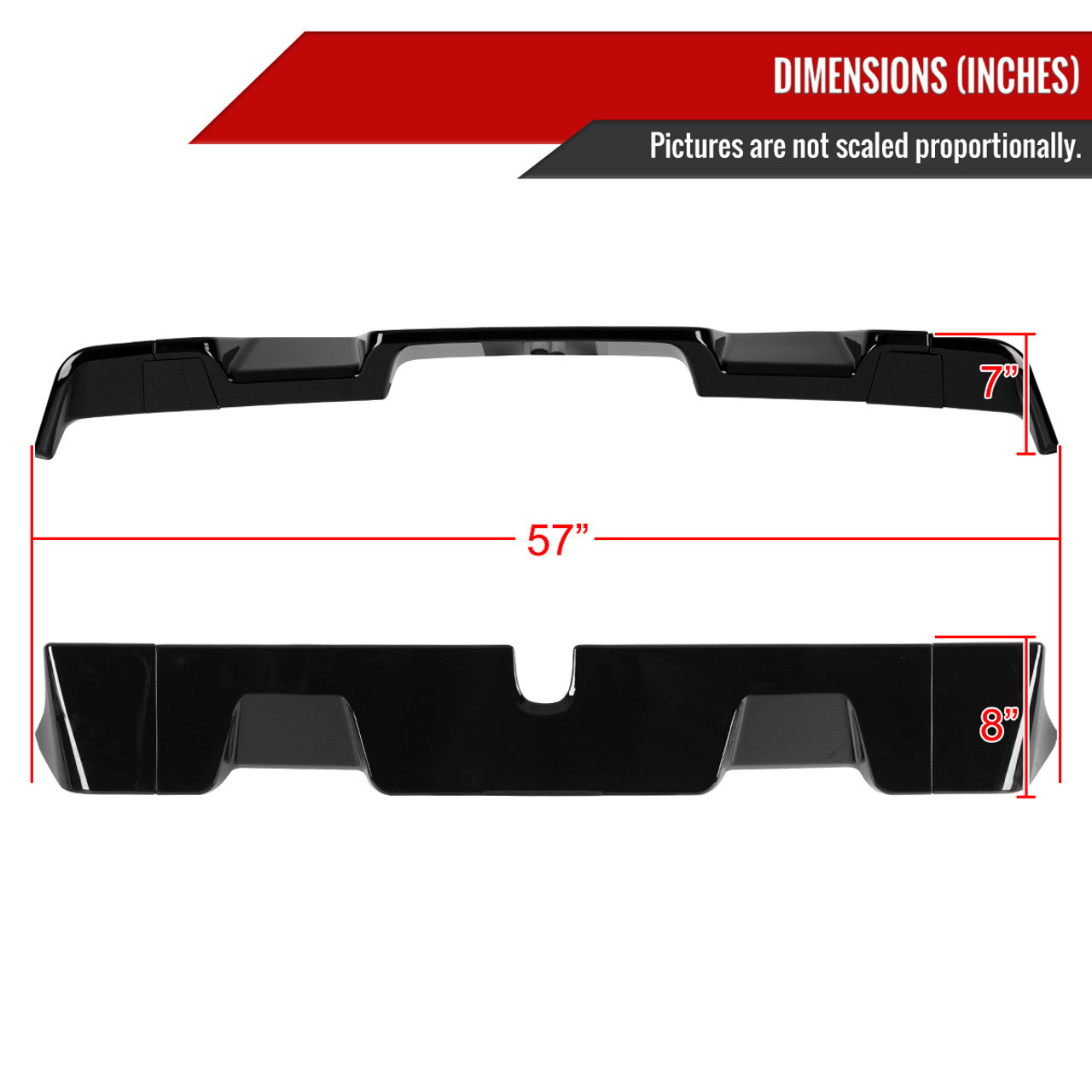 Spec D Rear Cab Spoiler (Glossy Black, 3pc): Ram 1500 2019 - 2024